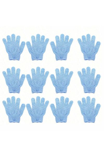 Choice 12pcs Blue 2pcs/6pcs/12pcs Reversible Exfoliating Shower Gloves, Body Scrub Gloves, ,cleansing Tools