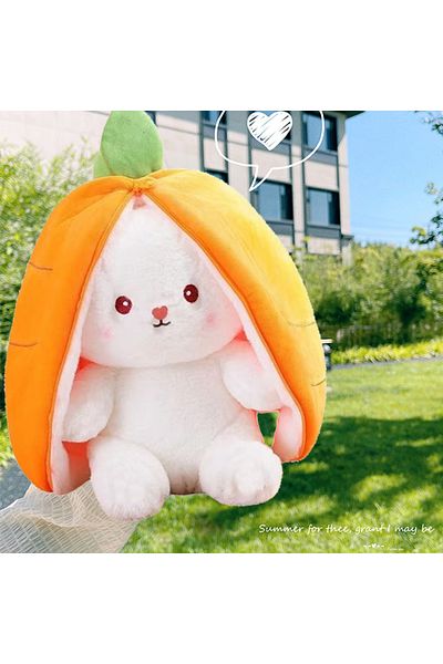 Choice 25cm Orange 25cm Cosplay Strawberry Carrot Rabbit Plush Toy Stuffed Creative Bag Into Fruit Transfor