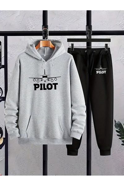 DAXİS Sportwear Company طقم بدلة رياضية بغطاء للرأس مقاس كبير - طقم علوي سفلي