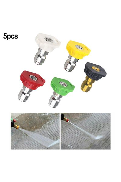 DAZZLEEX 5pcs 1/4inch Quick Connect Garden High Pressure Washer Spray Nozzle 0 15 25 40 Degree Watering So...