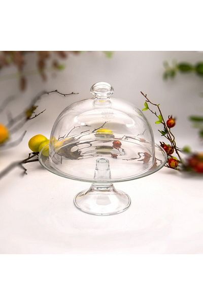 Vidivi Crystal Dishwasher Safe Footed Plate with Dome Lid 28cm