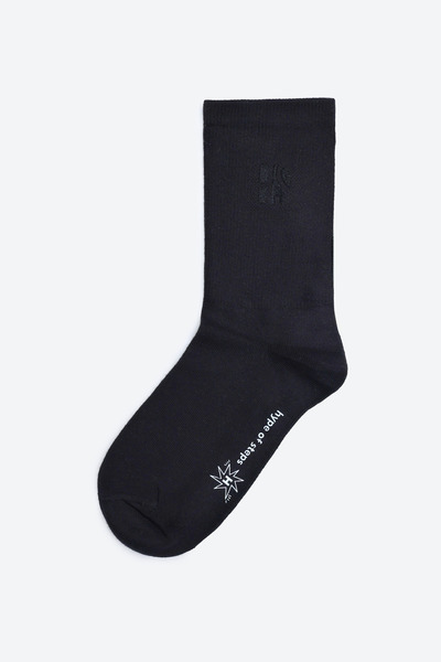 Hype of Steps Black - Nakışlı Siyah Çorap