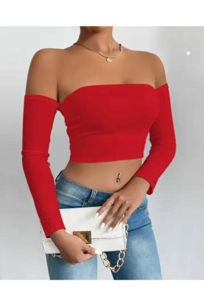 GARDIROZA Страплз Червоний Боді з довгими рукавами - Кроп-бюстгальтер