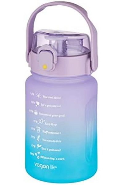STOREMAX Ntwork 1000 ml With/Without Straw Use Dual Color Softtouch Motivational Water Bottle with Sticker Gift