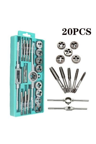 LIXIU 20pcs Multifunction Tap And Die Set 12/20pcs M3-m12 Metric Screw Thread Plugs Hand Screw Taps Straig