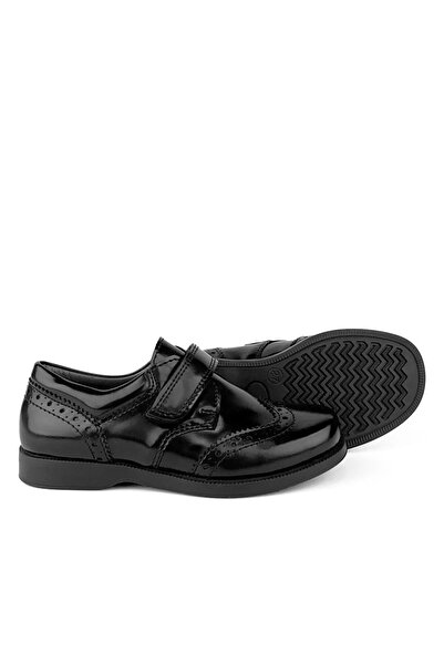 Cici Bebe Ayakkabı Patent Leather Boys' School Shoes - Velcro and Black