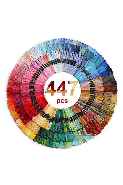 Choice 6 Strands Without Side 447 Color 50/100/150/200/447pcs Multicolor Embroidery Thread Cross Stitch Flo