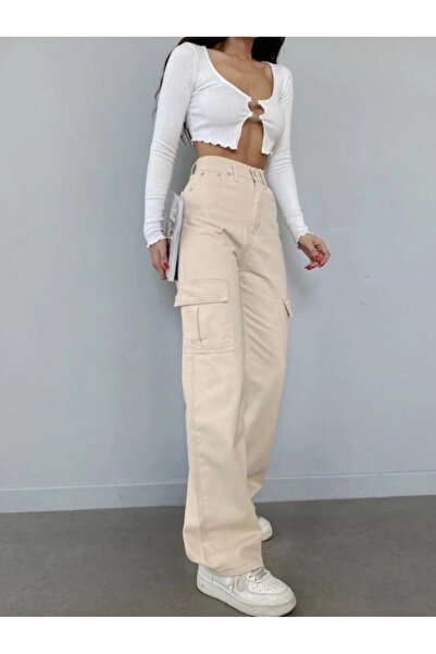 Panzora بالازو باللون البيج مع جيب خلفي للشحن ولا يبهت