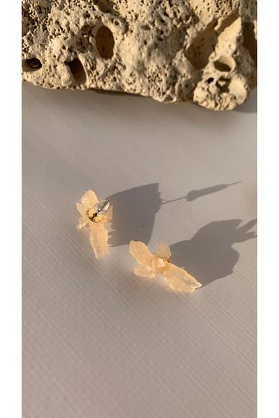 MISS GOLDEN Orange Angel Shaped - 3cm Epoxy Earrings with Gold Accessories - Gift Handmade