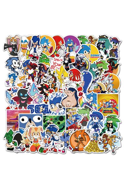 BANDAI 5 Packs(250PCS) 50pcs/pack Sonic Stickers Creative Cartoon The Hedgehog Refrigerator Sticker Graffit