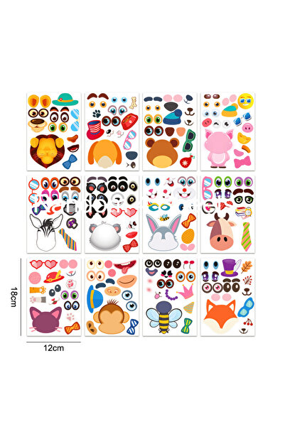Choice 12Pcs Animal BLTZ 12 Sheets Make a Face Stickers Kids DIY Stickers Mak...