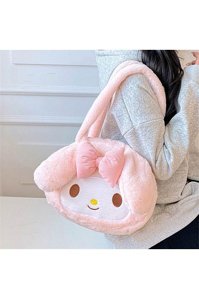 Choice My Melody Kawaii Sanrio Plush Cinnamoroll Melody Kuromi Tote Handbags Shoulder Bags Women Fashion Fe