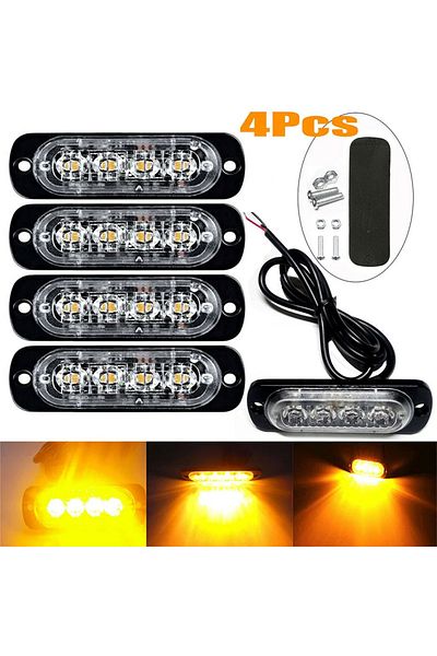 Choice 4 × 4 مصابيح LED تحذيرية للسيارة، ضوء انهيار شبكة السيارة والشاحنة والمقطورة، مصباح منارة LED، ضوء جانبي كهرماني...