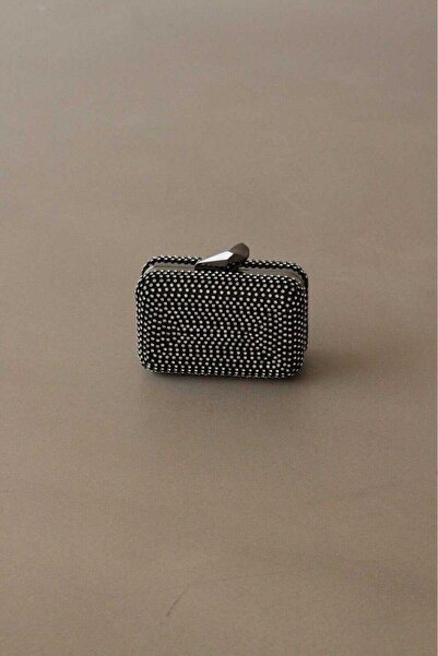 EMNORA Brightness Taşlı Clutch Çanta Parlak Taşlı Siyah