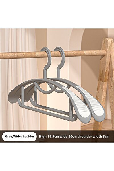 Choice 10Pcs wide-Grey Household Non-slip Hanger, Thick And Wide Shoulder Pla...