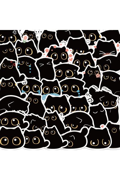 Choice 40pcs Complete 40pcs Cute Little Black Briquette Cat Stickers Waterproof Cartoon Decoration Laptop C
