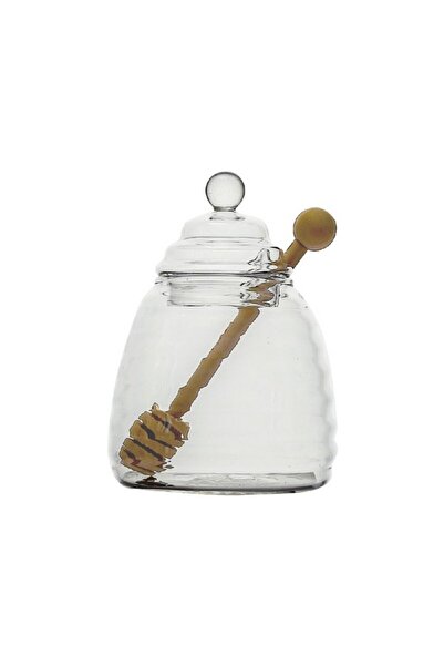 Parfait وعاء عسل زجاجي بتصميم أنيق مع غطاء ومغرفة