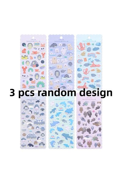 Choice 3 Pcs Random Design 3 Pcs Creative Animals Shark Lobster Felt Cloth Kawaii Decor Stickers Scrapbooki