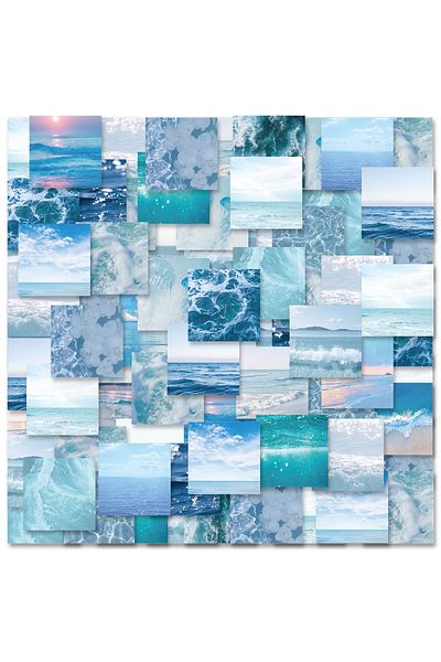 Choice 46pcs Blue Ins Landscape Pattern Sticker for Notebook, Phone Case, Water Bottle, Suitcase, Childr...