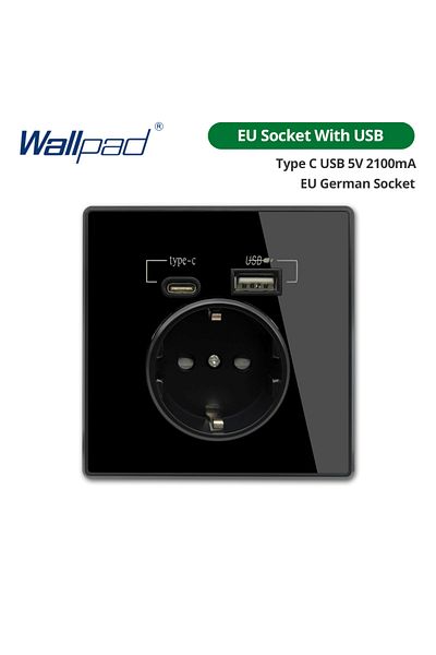Choice Type-C A Interface Outlet Acrylic Mirror Crystal Panel Black Wall EU Russia Spain French Socket W...