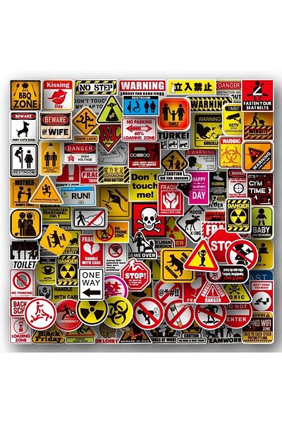 Choice 100pcs 50/100pcs Cartoon Warning Stickers Danger Banning Skateboard Guitar Laptop Motorcycle Car Cla