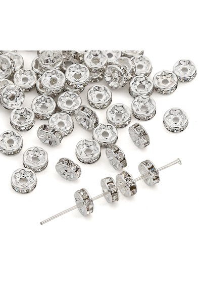 Choice1 8mm 100pcs style2 100pcs 6/8mm Rondelle Disc 316 Stainless Steel Crys...