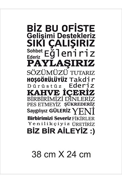 TRC TRAFİK 38x24 Cm Black Office Rules Decorative Wall Sticker