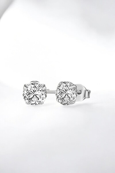 jelux silver Gümüş 925 Ayar 6 mm Premium Star Kesim Zirkon Taşlı Çivili Küpe