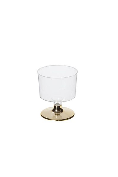 TT Tahtakale Toptancıları Standing Shot Glass Small Plastic Goblet 50 ml (6 Pieces) Gold