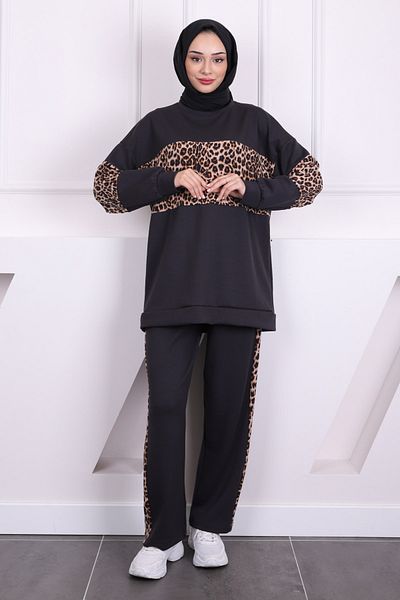 İmajButik Smoked Leopard Modal Tunic Pants Suit