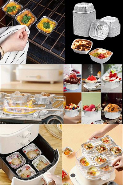 Özkan Ambalaj Temizlik 50 Pieces Fireproof Aluminum Foil Rice Pudding Bowl - Oven Airfryer Cooker Use