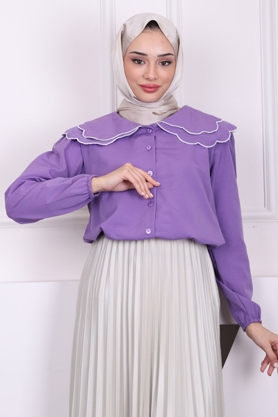 İmajButik Cămașă din denim cu guler violet