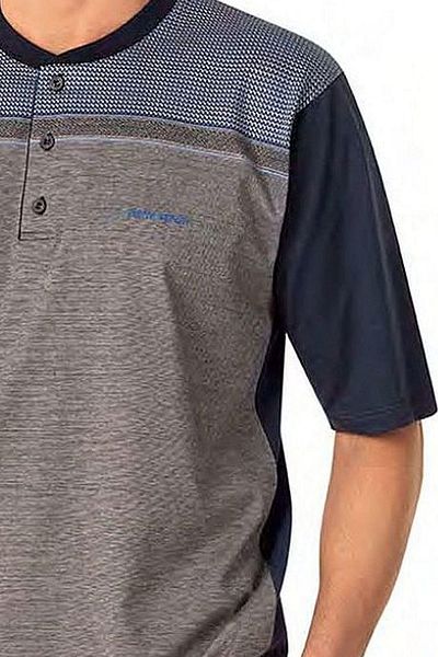Pierre Cardin 6090 Ανδρικό κοντομάνικο 3 τεμαχίων ζακάρ πιτζάμες-σκούρο μπλε