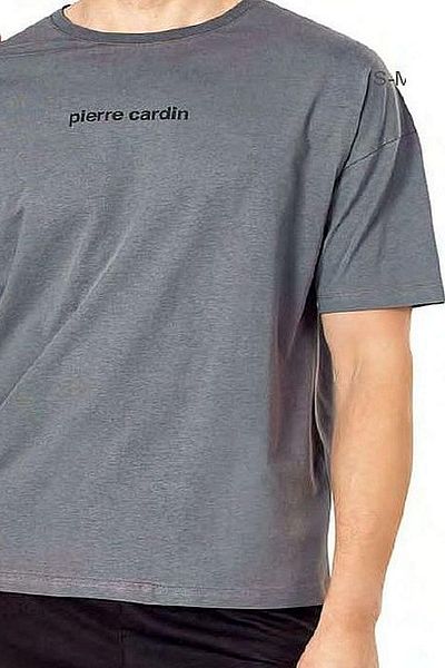 Pierre Cardin 6086 Ανδρικό κοντομάνικο πιτζάμες με λαιμόκοψη Oversize Σετ-Σκούρο γκρι