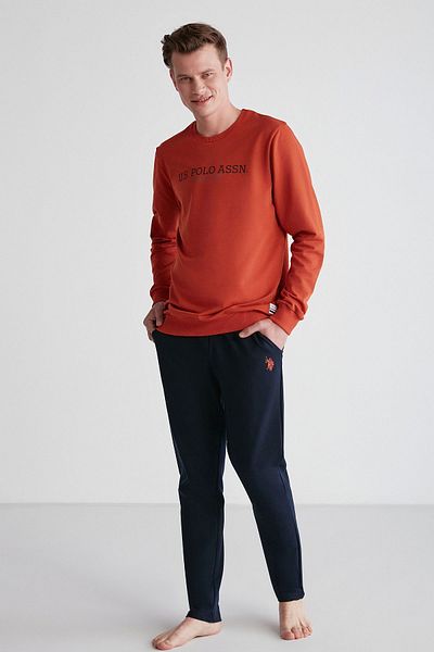 U.S. Polo Assn. U.S. Polo Assn. 18757 Men's Tile Round Collar Long Sleeve Pajama Set - Tile
