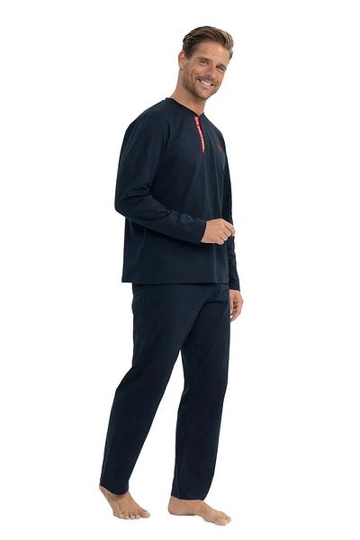 U.S. Polo Assn. Η.Π.Α. Polo Assn. 18837 Ανδρικό σετ πιτζάμες Navy Blue - Μακρύ μανίκι και στρογγυλή λαιμόκοψη