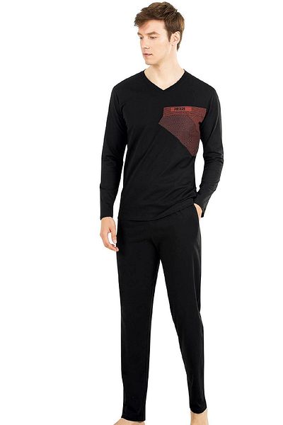 Pierre Cardin 6033 Σετ μακρυμάνικη πιτζάμα ανδρών-μαύρο