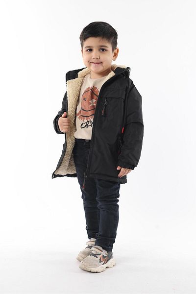 FLUEND MODA Children's Furry Water and Windproof Children's Coats & Coats