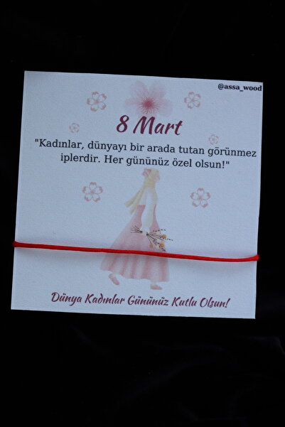 Assa Wood 8 Mart Dünya Kadınlar Günü Özel Kırmızı Ip-10 Adettir