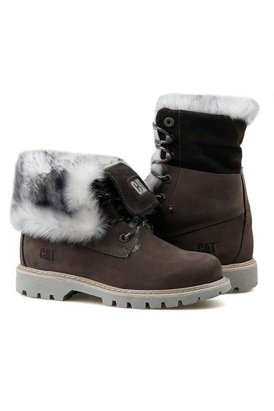 Caterpillar Дамски ботуши Cat 015z101184 Utah Fur Furry Furry Leather, сиви