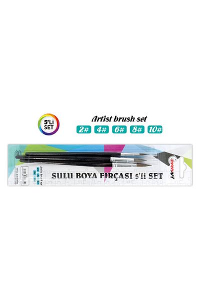 EVENART Suluboya Set of 5 Brushes - Number 2-4-6-8-10