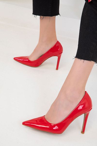 SOHO Klassische Damenschuhe mit Absatz aus rotem Lackleder und echtem Leder 20177