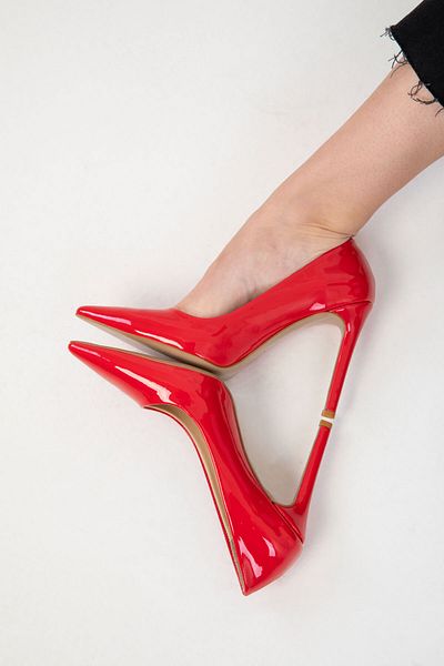 SOHO Klassische Damenschuhe mit Absatz aus rotem Lackleder und echtem Leder 20177