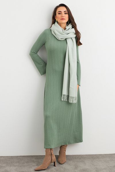 Cool & Modest Γυναικείο φόρεμα Basic Maxi σε χρώμα μέντας - MTF30