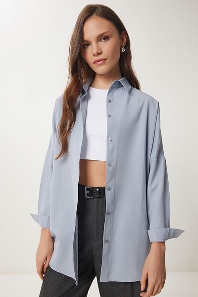 Happiness İstanbul Női szürke Oversize hosszú alaping DD00842