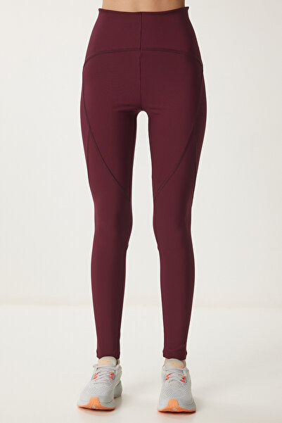 Happiness İstanbul Burgundy Recovery Women's Sports Knitted Leggings - Vx00006