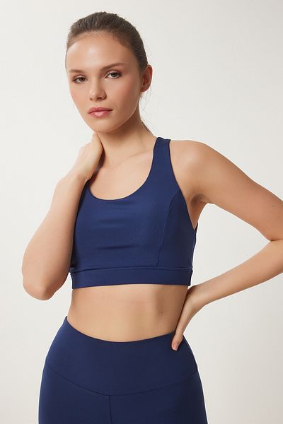 Happiness İstanbul Women's Navy Blue Supported Shaping Sports Bra - Vx00001
