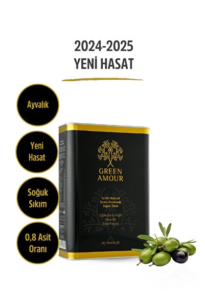 Green Amour Ayvalık Yeni Hasat Soğuk Sıkım Naturel Sızma Zeytinyağı 3litre