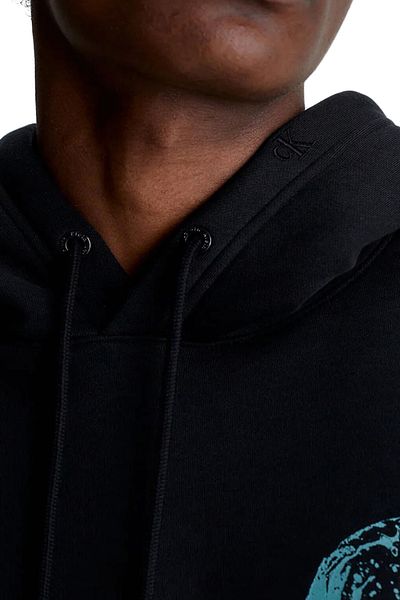 Calvin Klein Jeans Herren-Sweatshirt – Strickhaube, lange Ärmel, einfarbig, bedrucktes Logo