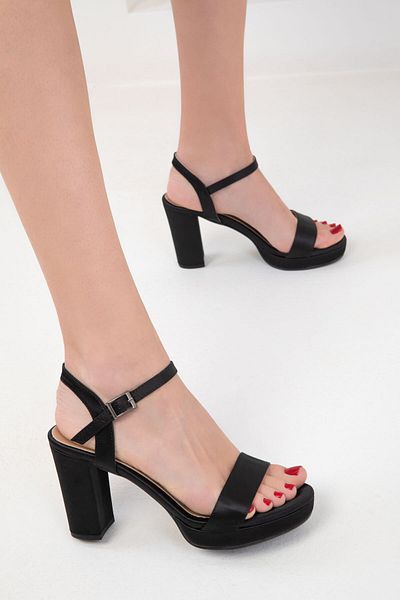 SOHO Schwarzer Satin – klassische Damenschuhe mit Absatz 20173